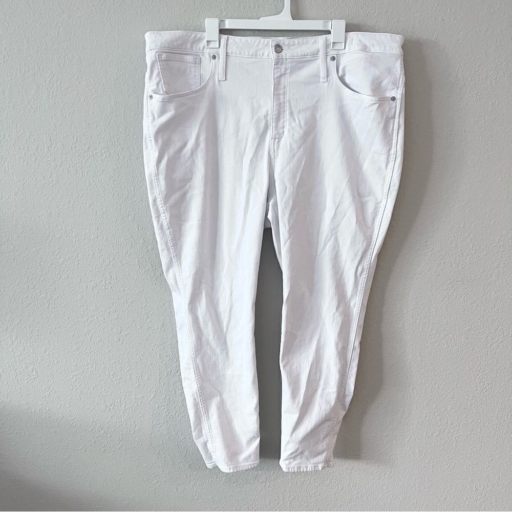 Madewell 10” High Rise Skinny Ankle Jeans White Denim Size 24W